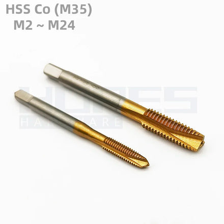 HSS M35 Cobalt TiN Coating Spiral Point Machine Taps with Coarse Fine Pitch Thread M2-M24 for Iron Carbon Stainless Steel