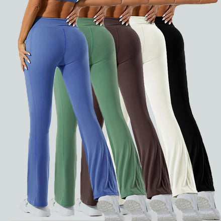 Custom Yoga Pants Plus Size Soft Scrunch Butt High Waist Wide Leg Nylon Spandex Workout Fitness Flare Yoga Leggings