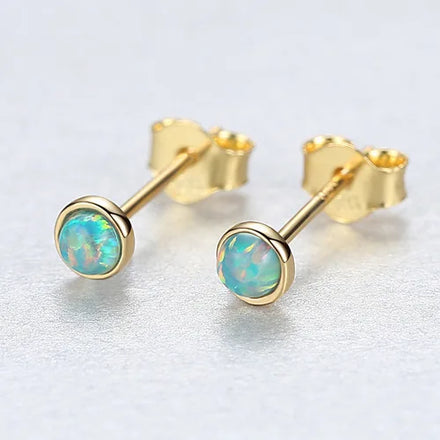 Simple Fashion 925 Sterling Silver Earrings Round Button Earrings Blue Zircon Stud Earring for Women