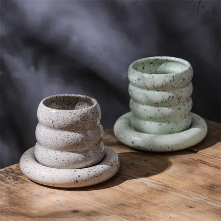 YBH High Quality Bohemian Style Cylindrical Ceramic Jar Matte/Glaze Surface Modern Home Decorative Candle Stand