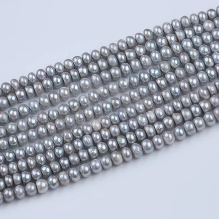 Wholesale 8-9mm Gray a Grade Button Freshwater Pearl Strands for Jewelry Making