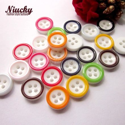 Factory Supply Resin 11mm 4 Holes White Bottom Colorful Thin Edge Shirt Buttons Children's Casual Hat Glove Handmade Decoration