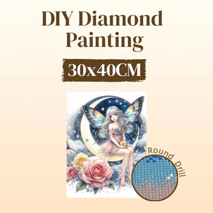 1PC DIY 30x40cm Moon Flower Fairy Diamond Painting Full Round Acrylic Drill Modern Diamond Painting Kit for Wall Decoration