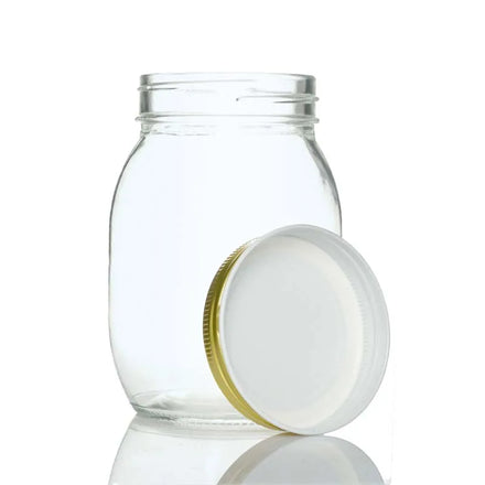 Regular Mouth 500ml /16oz for Food Honey Jar Candy with Gold Metal Lid Mason Jar Glass