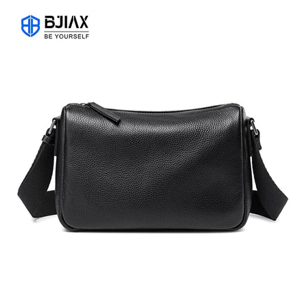 Genuine Leather Unisex Casual Messenger Soft Laptop Crossbody Backpack with Polyester Hard Shell