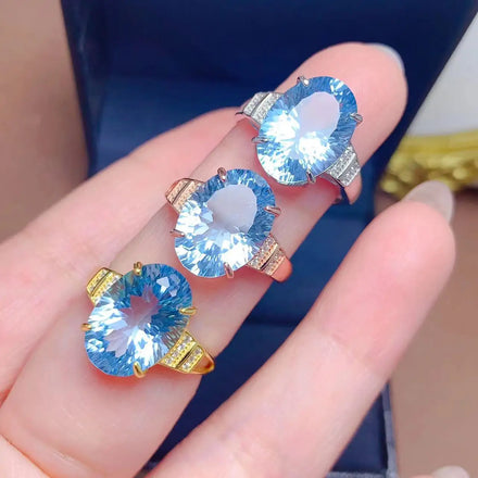 New Design Delicate Good Luck 925 Sterling Silver Oval Cut Natural Topaz Stone Ring for Women Wholesale