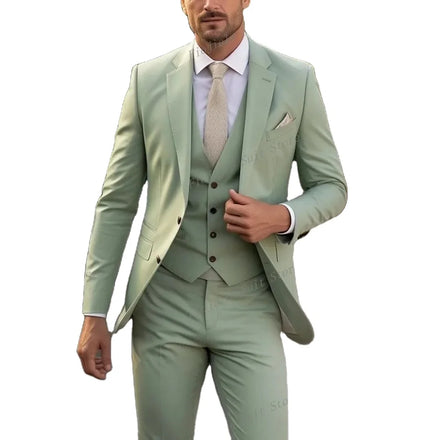 New Mint Color Groom Groomsman Men Suit Wedding Party Formal Occasions Business Male Tuxedo 3 Piece Set Jacket Vest Pants