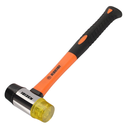KSEIBI Two Way Rubber Mallet Rubber Hammer Hard Soft White Head Fiberglass Handle 35CM