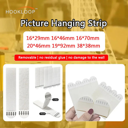 Factory Price 12 Pairs/Pack Firm Adhesive Reusable Cold and Heat Resistant Easy Pull Hook and Loop Tape for Bathroom Clothing
