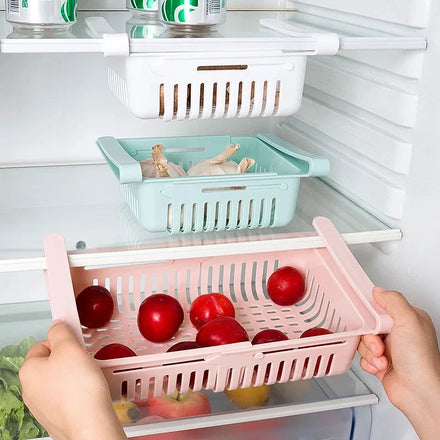 Kitchen Fruit Food Storage Box Plastic Fridge Organizer Slide Under Shelf Drawer Box Rack Holder Refrigerator Storage Containers