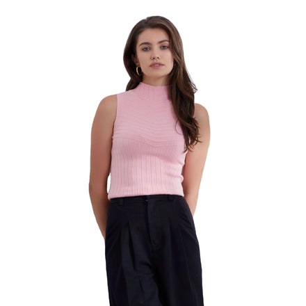 Women's Simple Casual Half-high Neck Slim Knit Sweater Sleeveless Bottoming Solid Color Undershirt Tops Knitted Vest Women