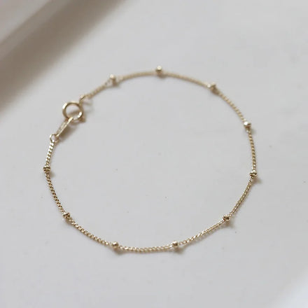 Simple Hot Fashion 14K Gold Plating Pure 925 Sterling Silver Bean Bare Solid Thin Chain Bracelets for Women Girls Jewelry
