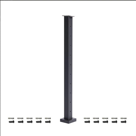 Reilbu Clean Look Anti-Corrosion Top Mounted Matt Black Cable Railing Level End Post for Deck or Balcony