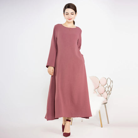 Mexizo Ladies Plain Color Abaya Dress Plus Size Islamic Clothing for Muslim Women Casual Closed Abaya Dress