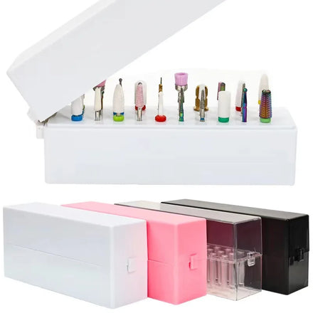 48 Holes Nail Drill Bits Holder Stand Display Nail Drill Shelf Organizer Storage Box Plastic Nail Drill Bit Case Box