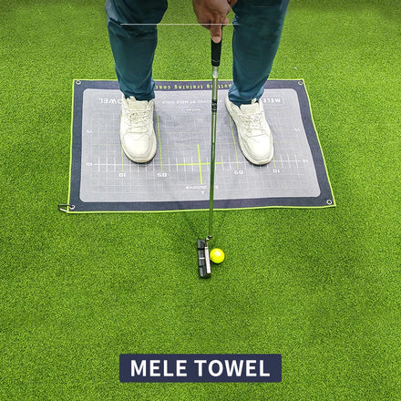 Golf Putting Alignment Towel Training Aid with Stance Guide & Direction Lines for Practice Anti-Slip Microfiber Sport Towel
