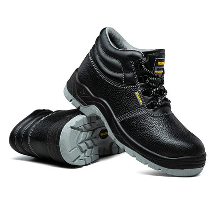 Industrial Safety Steel Toe Mid Cut Leather Work Boots for Men Winter
