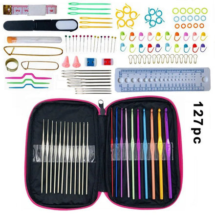 127pcs Crochet Hooks Set Knitting Needles Sewing Kit Tools DIY Sewing Needles Kit With Bag