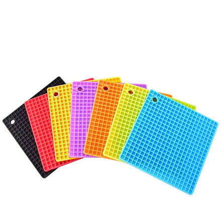 OEM ODM Square Grid Candy Color Silicone Kitchenware Coaster Casserole Cooker Bowl Mat Creative Silicone Placemat
