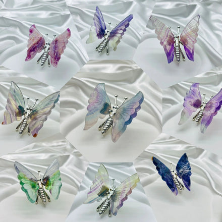Factory Cheap Price Wholesale Natural Crystal Crafts Rainbow Fluorite Butterfly for Home Decoration