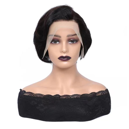 6 Inch Wholesale Short Straight Pixie Cut Wigs Virgin Brazilian Human Hair Lace Frontal Wigs for Black Women