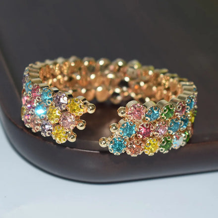 Fashion 2/3/5 Rows Large Rhinestone Open Bracelet Exaggerated Claw Chain Full Crystal Bracelet for Women Party Jewelry