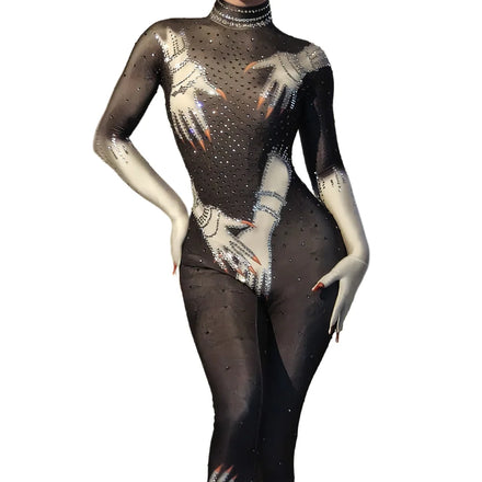 Birthday Outfit Skinny Hand Show Cosplay Costume Dance Leotard Lady Bodycon Rompers Club Bodysuits Women One Piece Jumpsuits
