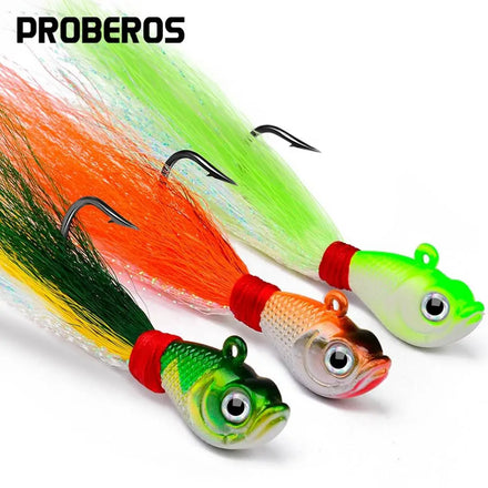 Bucktail Jigs Lure Saltwater Hair Jigs-Head Fishing Lures Assorted Kit for Striped Bass Walleye Bluefish Surf Fishing Bait