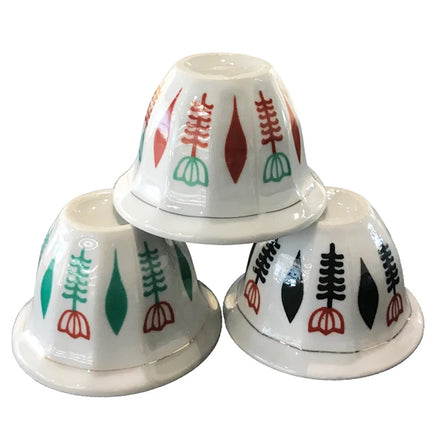Wholesales12pcs Ceramic Cawa Cup Set Coffee Tea Set Custom Flower White 65/90/120cc Porcelain Cawa Cup Without Handle