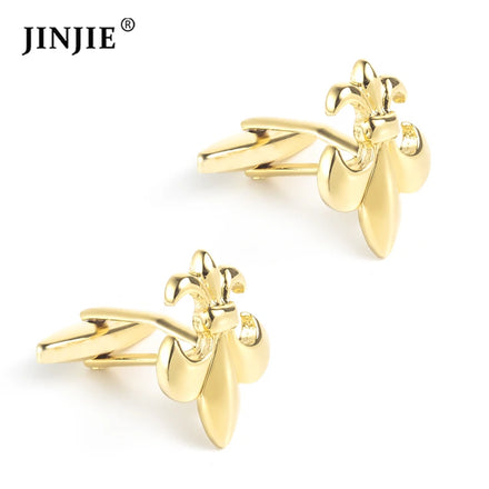 Ready to Ship Luxury Men Jewelry Gold Tone Fashionable Flower Fleur De Lis Cufflinks Gift