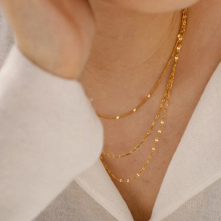 Women Non Tarnish Necklace Waterproof 18K PVD Plated Tarnish Free Waterproof Chain Necklace for Men Women