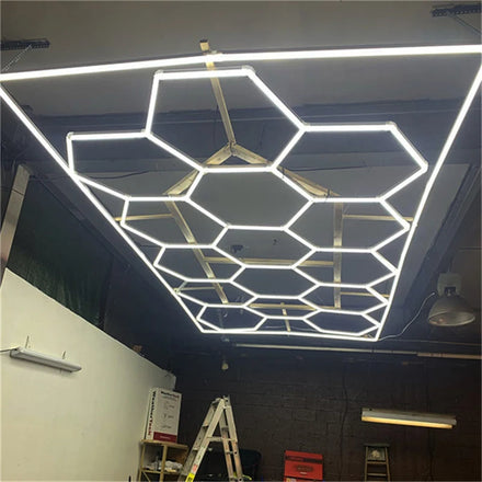 2.48*4.84M 15 Grid Factory Sell Alumiunim Hexagon Led Light Honeycomb Light Ceiling Lights for Car Garage Led