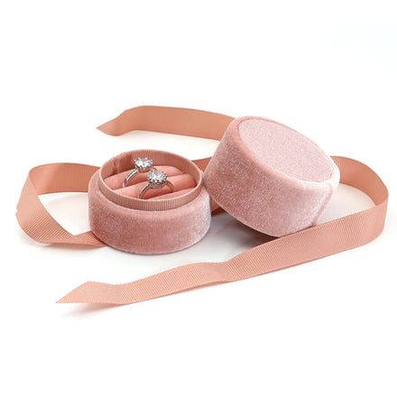 Customized Corduroy Double Wedding Ring Box Necklace Earrings Jewelry Boxes Round Corduroy Ring Box