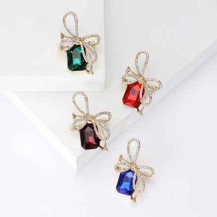 New Design Women Fashion Jewelry Brooches Wedding Party Gifts Brooch Alloy Gem Rhinestone Bow Brooch Pin for Dress