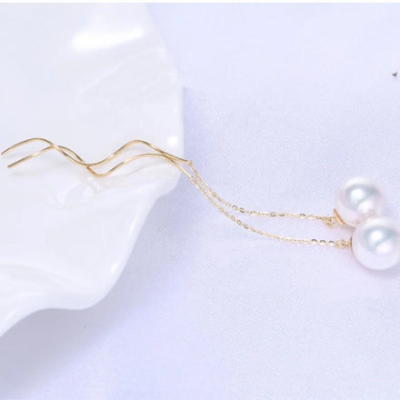 Wholesale 18 Karat Gold Au750 Solid 18K Real Gold Chain Wire Dangle Twist Earrings for Women