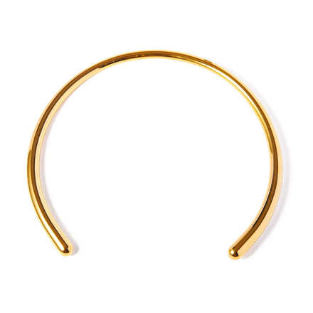 Simple Vintage Inspiration Trendy 18K Gold Vacuum Plating Stainless Steel Smooth Choker Fashion Necklace for Women Party Gift