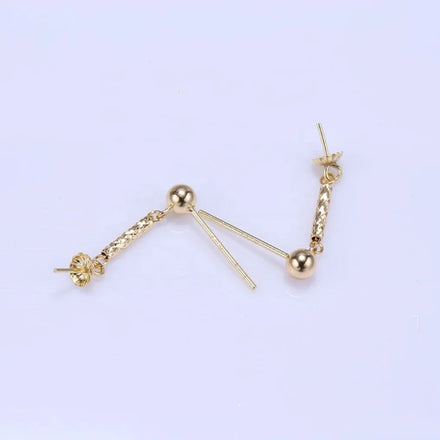Wholesale 18 Karat Gold Au750 Solid 18K Gold Diamond Cut Earring Findings for Pearl Jewelry
