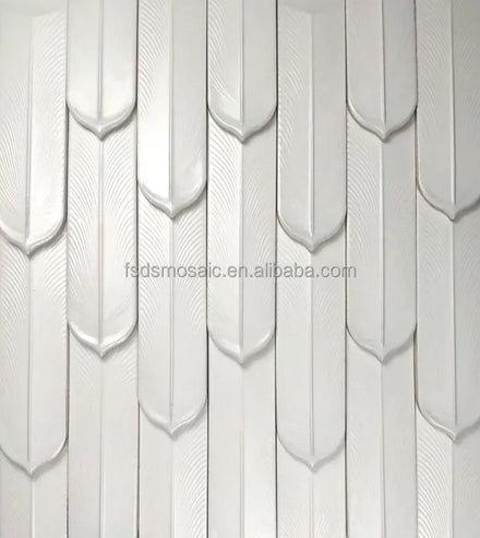 DS Factory Offers Leaf Shaped Green Ceramic Wall Tile Modern Design with Parquet Feature Handmade Glazed Factory Price