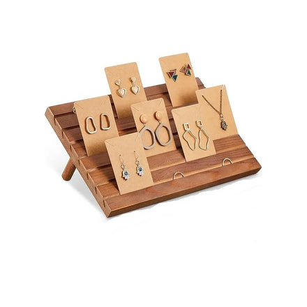 Wood Earring Display Stand Tabletop Wooden Earring Display Holder Portable Earring Organizer Stand Jewelry Showcase Rack
