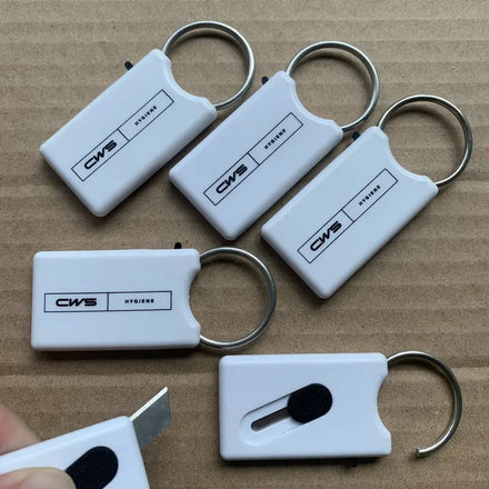 Custom Logo Mini Retractable Utility Knife Letter Openers Multi-purpose Safety Bag Box Cutter With Key Ring