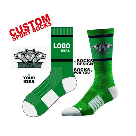 FREE DESIGN & MOCK-UP Made Your Own Design Crew Sports Sock Custom Athletic Gym Socks Custom Design Logo Workout Socks