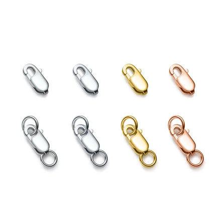 Various Sizes Gold Plated S925 Sterling Silver DIY Jewelry Findings Manufacturer Square Buckle Lobster End Clasps With O Ring
