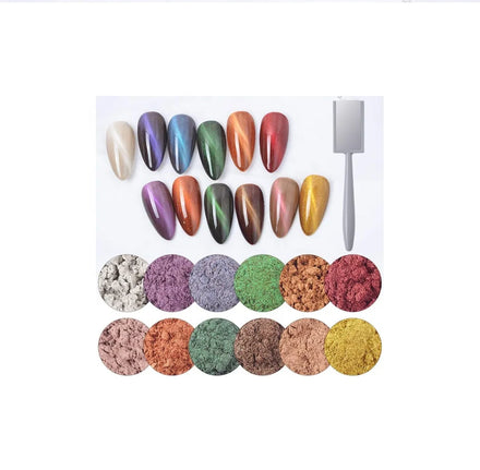 Cat Eye Chrome Nail Powder Holographic Mirror Effect Glitter Magnetic Powder Glitter with Magnetic Stick for Nail Art DIY