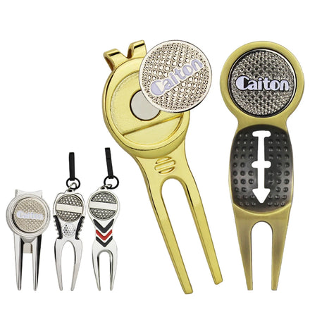 Steel Golf Divot Repair Tool Pitch Cleaner Golf Pitchfork Putting Green Fork Golf Divot Repair Tool With Ball Marker