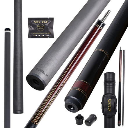 For Professional Carbon Fiber Luxury Solid Wood Inlay Design Pool Cue Stainless Steel Joint Ebony Cocobolo 12.5mm Tip 19.5oz