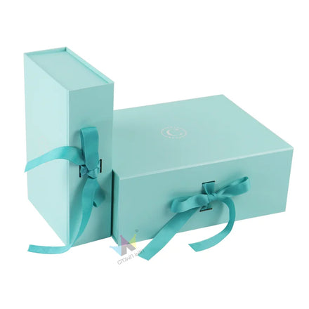 Printing Customized Grosgrain Ribbon Packaging for Gift Box Recycle Ramadan Mubarak Rigid Cardboard Folding Keychain Gift Box