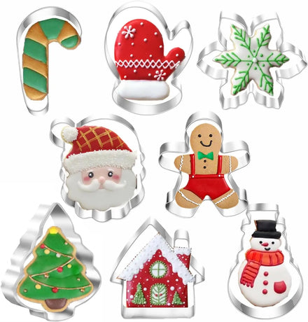 2025 Christmas Cookie Cutters Holiday Cookie Cutter Shapes Snowman Christmas Tree Christmas Bell House Cookies Mold
