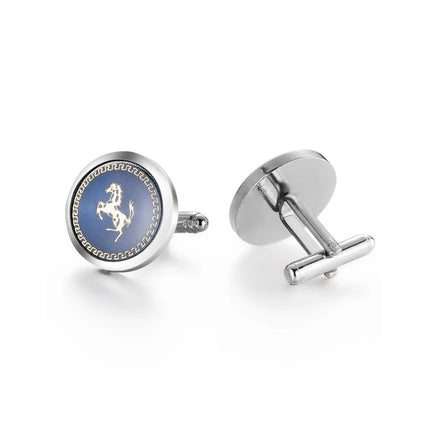 Horse Pattern Cufflinks Blue Background Cuff Links Men's Decorative Business Style Cufflinks Elegant Men's Accessories