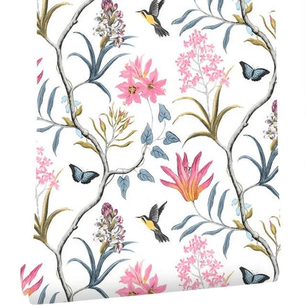 UDK 45cm Self-adhesive Waterproof Mould-Proof PVC Wallpaper for Living Room Hotel Household Entertainment Use Modern Floral