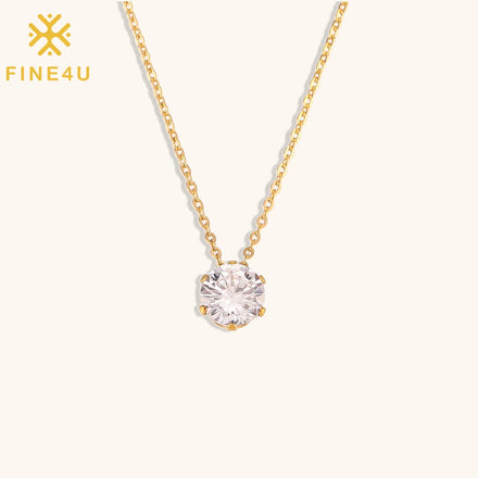Wholesale Dainty Women Stainless Steel Simple Fashion Jewelry Pendant Zircon Necklace